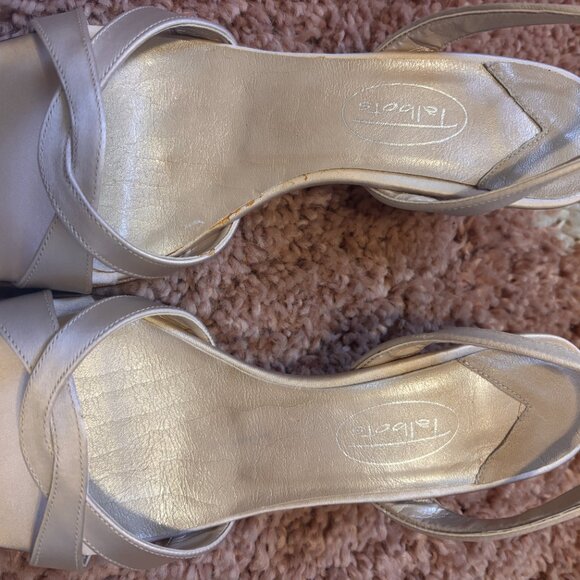 VTG TALBOTS Champagne Leather High Heels Open Toe Strappy Womens Sz 7M NEW-READ - Picture 5 of 7